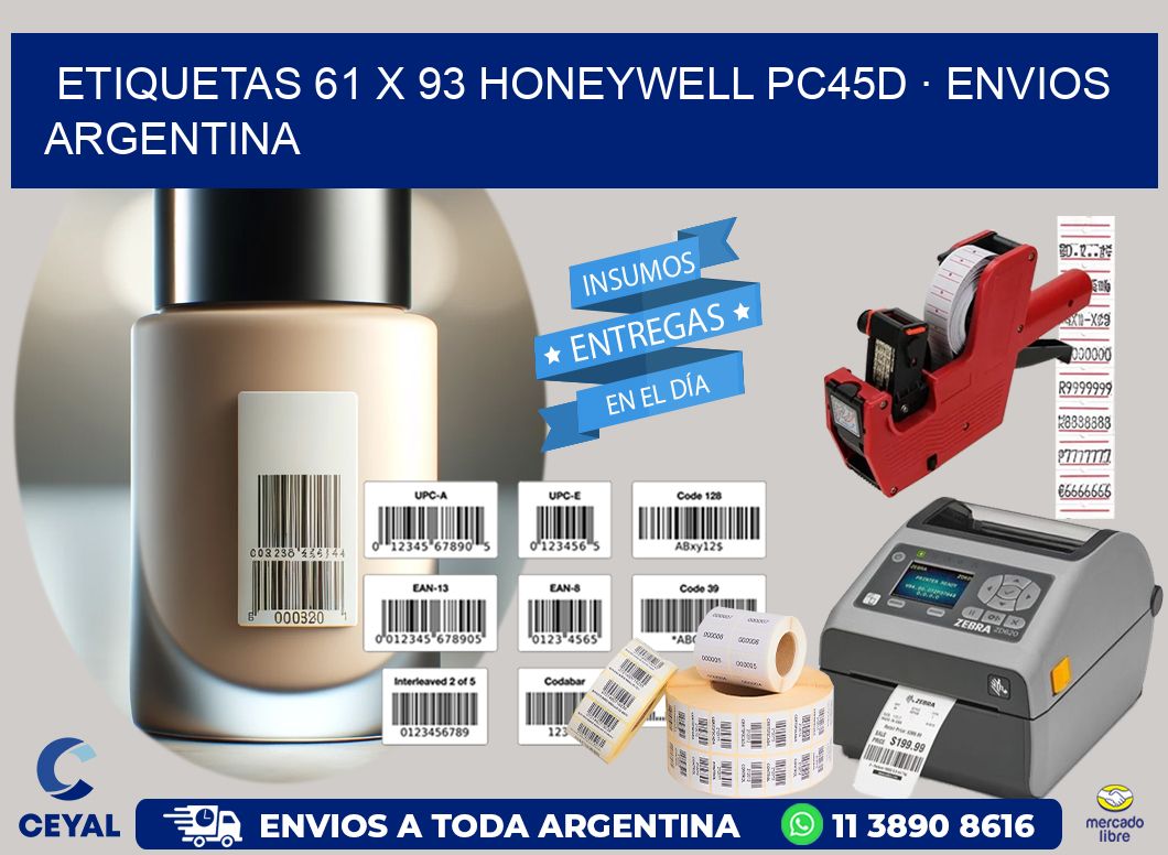 ETIQUETAS 61 x 93 HONEYWELL PC45D · ENVIOS ARGENTINA