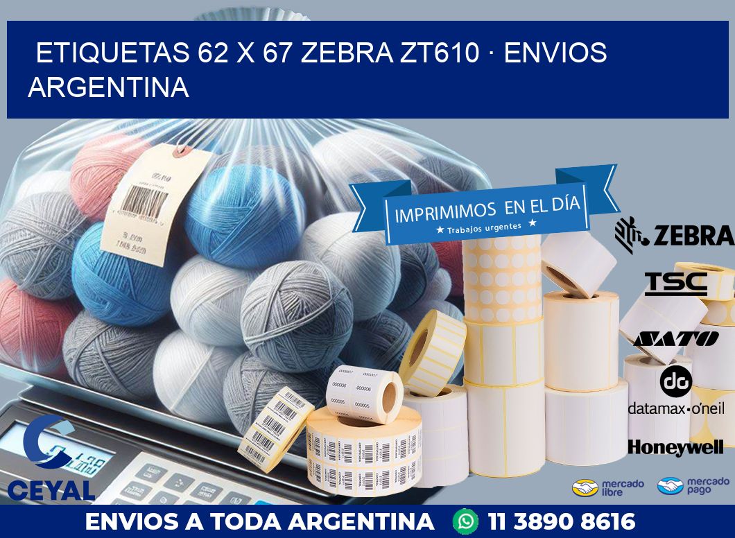 ETIQUETAS 62 x 67 ZEBRA ZT610 · ENVIOS ARGENTINA