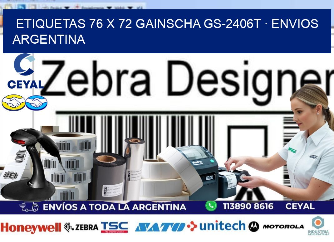 ETIQUETAS 76 x 72 GAINSCHA GS-2406T · ENVIOS ARGENTINA