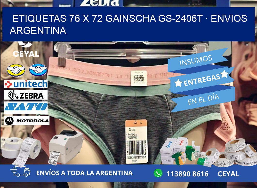 ETIQUETAS 76 x 72 GAINSCHA GS-2406T · ENVIOS ARGENTINA