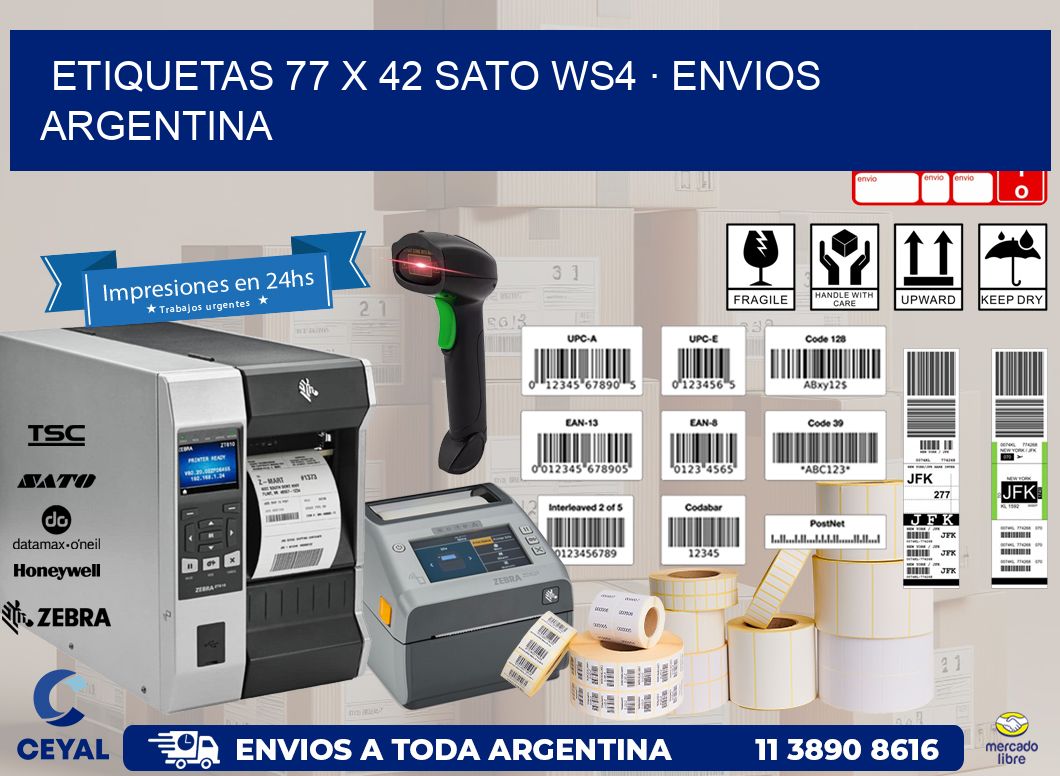 ETIQUETAS 77 x 42 SATO WS4 · ENVIOS ARGENTINA