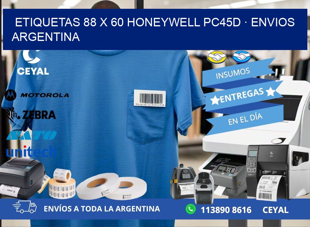 ETIQUETAS 88 x 60 HONEYWELL PC45D · ENVIOS ARGENTINA