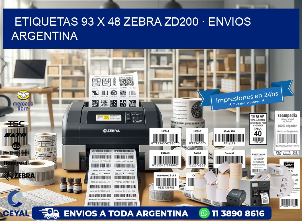 ETIQUETAS 93 x 48 ZEBRA ZD200 · ENVIOS ARGENTINA