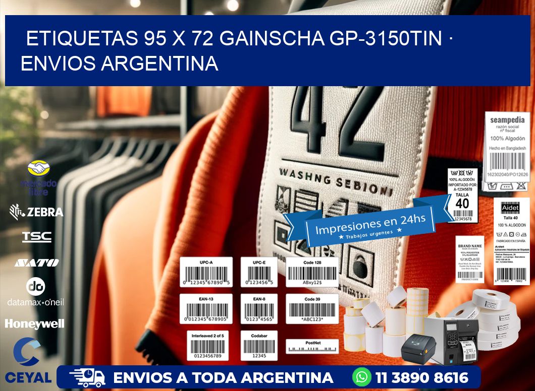 ETIQUETAS 95 x 72 GAINSCHA GP-3150TIN · ENVIOS ARGENTINA
