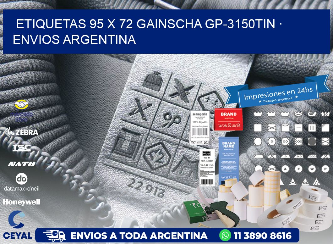 ETIQUETAS 95 x 72 GAINSCHA GP-3150TIN · ENVIOS ARGENTINA