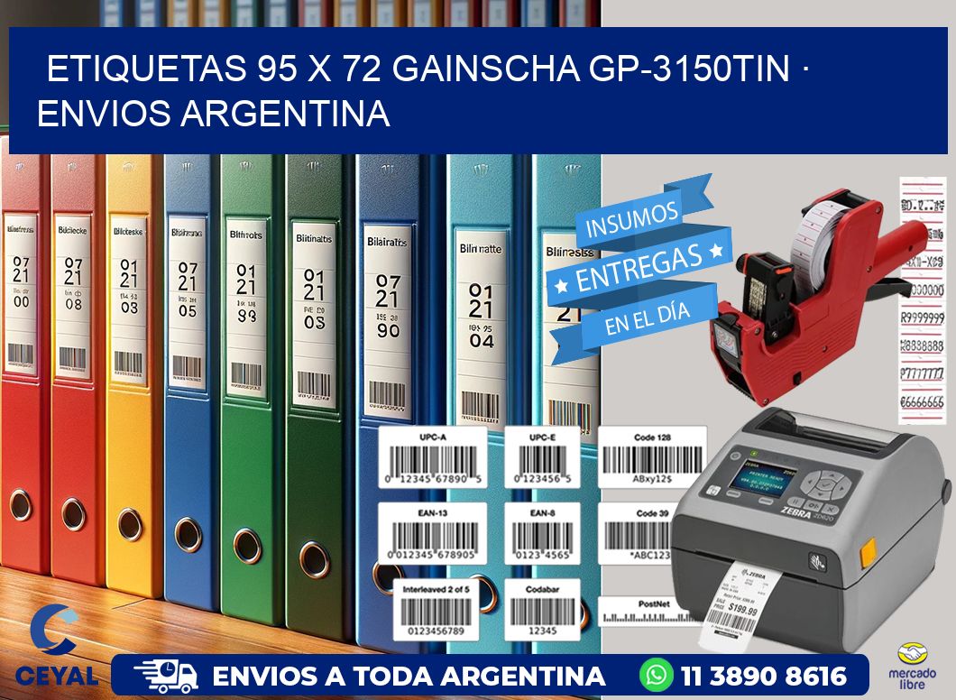 ETIQUETAS 95 x 72 GAINSCHA GP-3150TIN · ENVIOS ARGENTINA