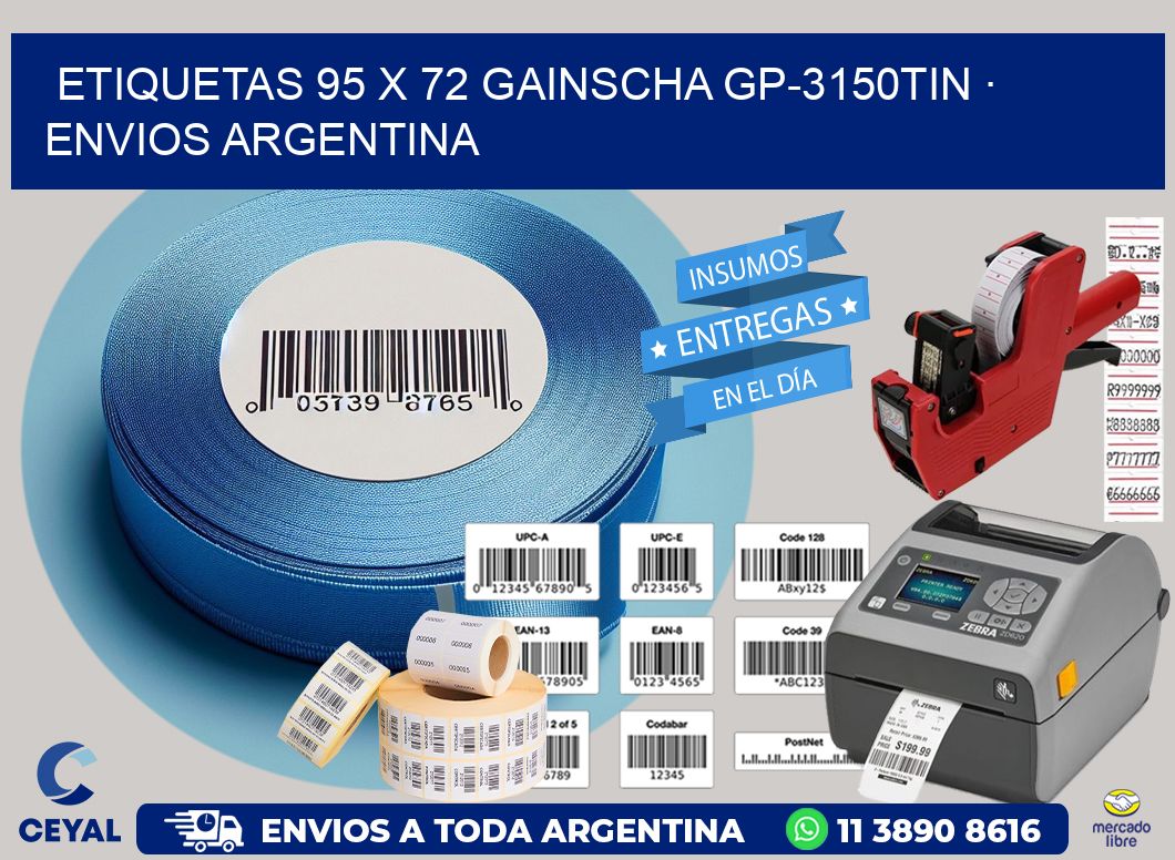 ETIQUETAS 95 x 72 GAINSCHA GP-3150TIN · ENVIOS ARGENTINA
