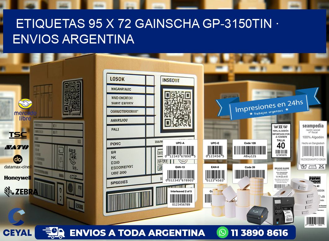 ETIQUETAS 95 x 72 GAINSCHA GP-3150TIN · ENVIOS ARGENTINA