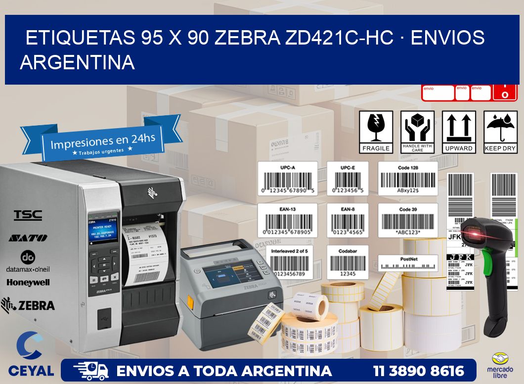 ETIQUETAS 95 x 90 ZEBRA ZD421C-HC · ENVIOS ARGENTINA