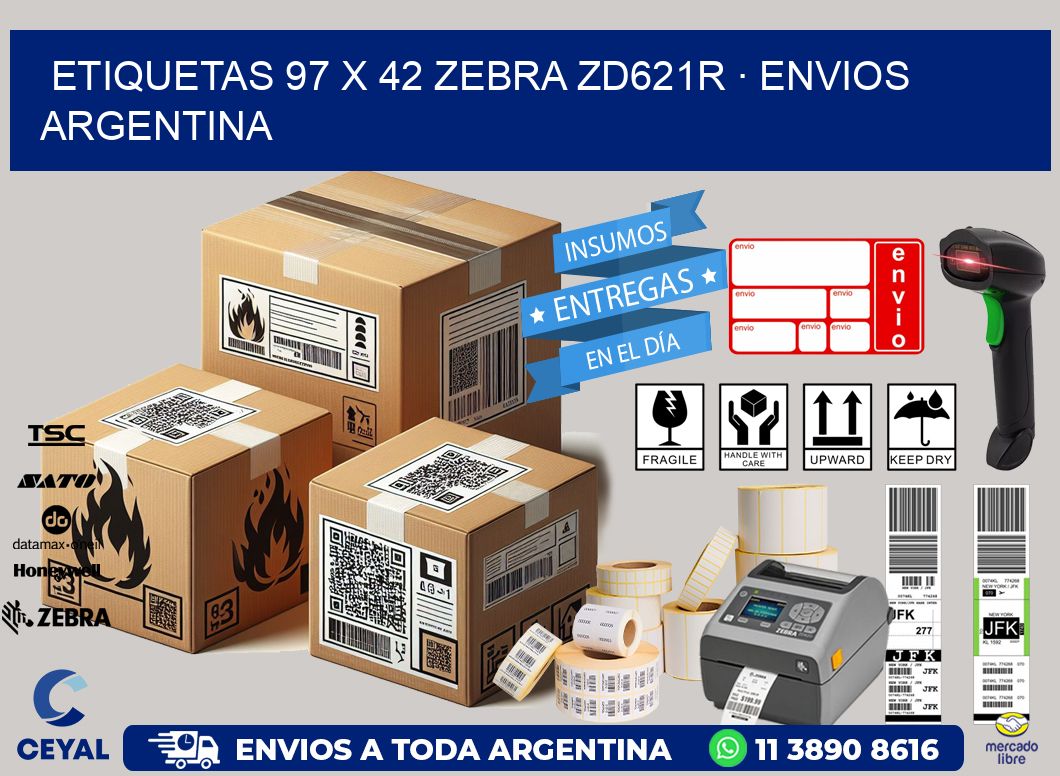 ETIQUETAS 97 x 42 ZEBRA ZD621R · ENVIOS ARGENTINA