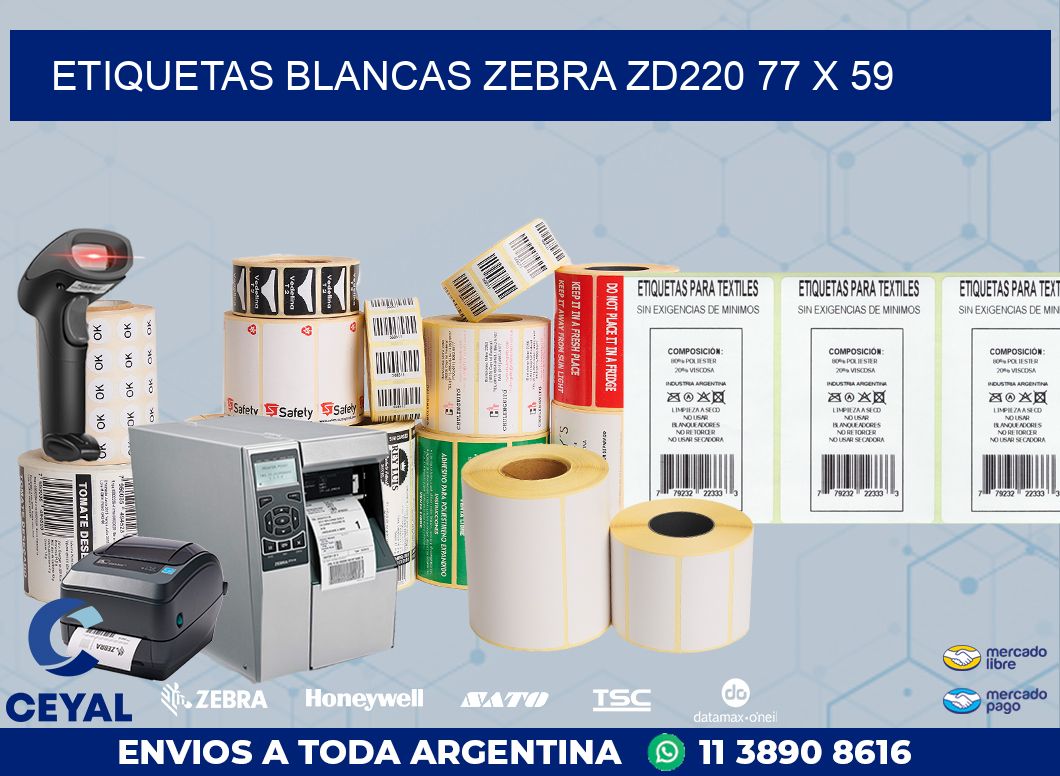 ETIQUETAS BLANCAS ZEBRA ZD220 77 x 59