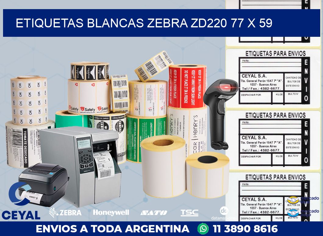 ETIQUETAS BLANCAS ZEBRA ZD220 77 x 59