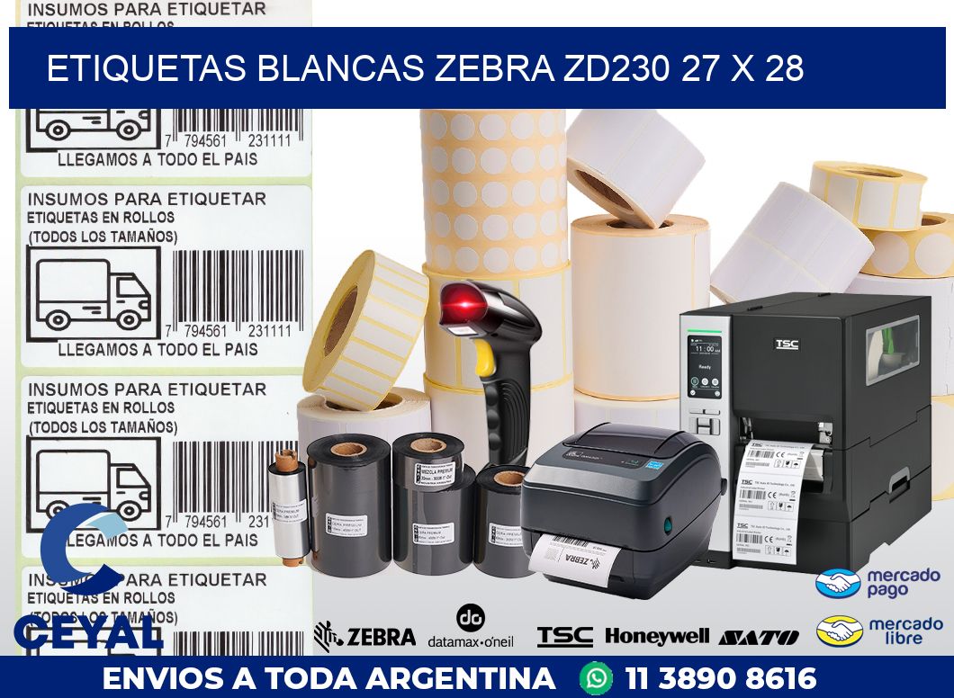 ETIQUETAS BLANCAS ZEBRA ZD230 27 x 28