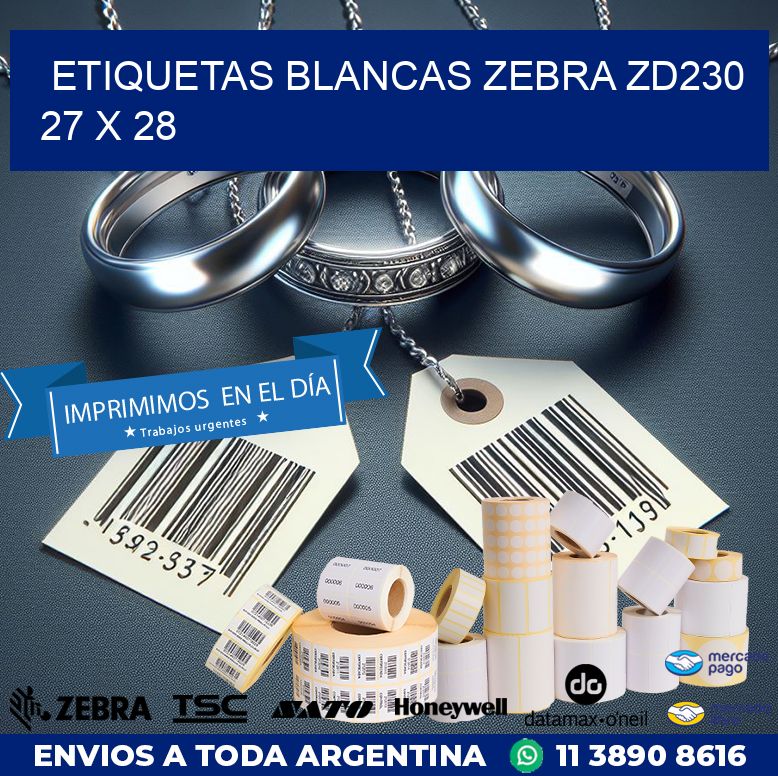ETIQUETAS BLANCAS ZEBRA ZD230 27 x 28