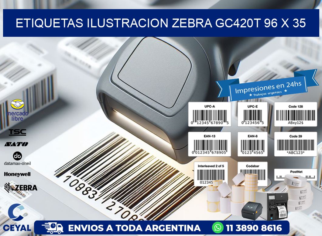 ETIQUETAS ILUSTRACION ZEBRA GC420T 96 x 35