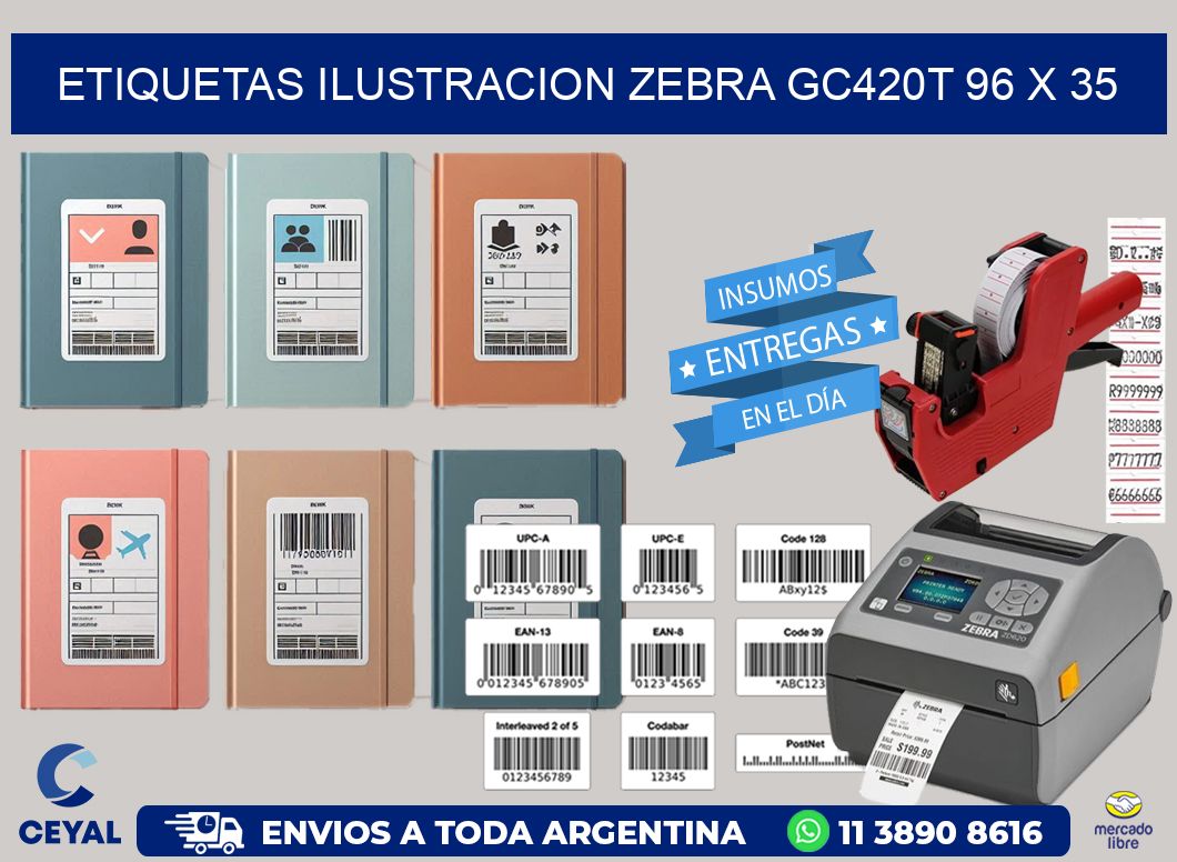ETIQUETAS ILUSTRACION ZEBRA GC420T 96 x 35