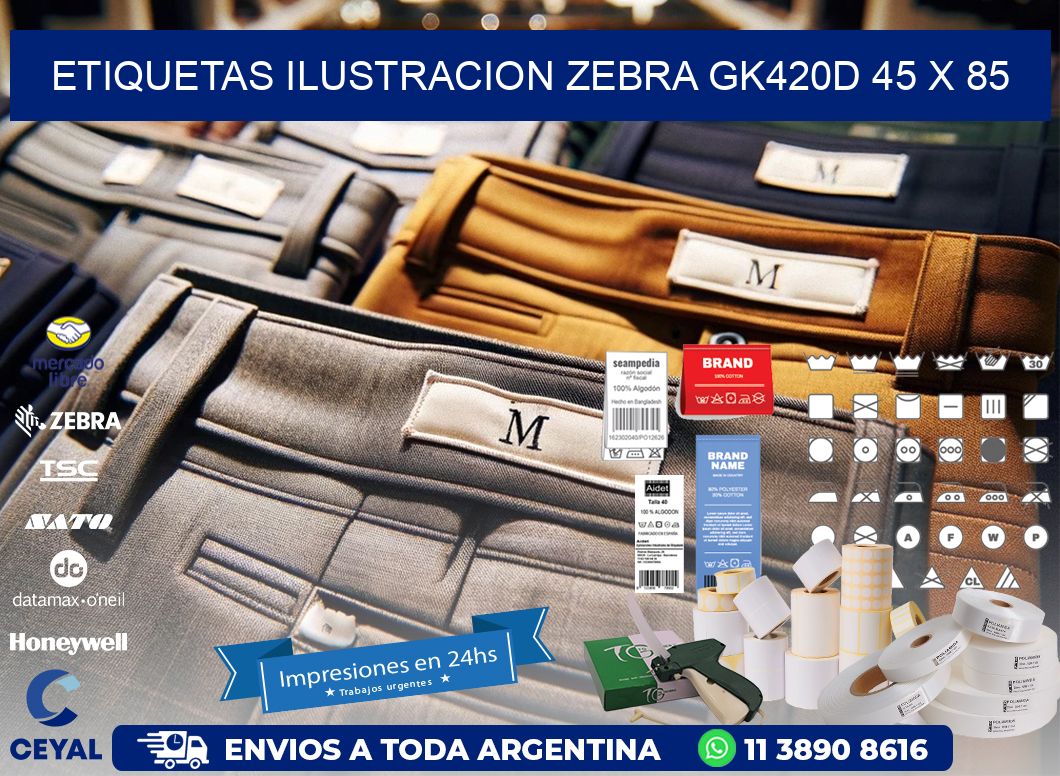 ETIQUETAS ILUSTRACION ZEBRA GK420D 45 x 85