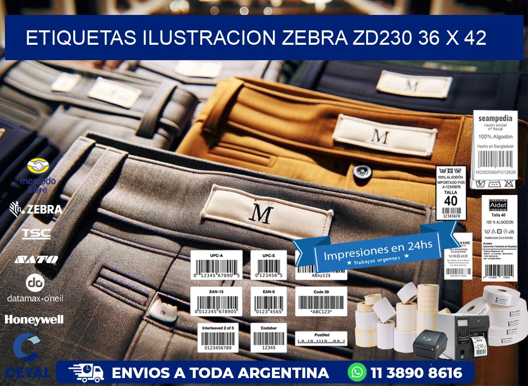 ETIQUETAS ILUSTRACION ZEBRA ZD230 36 x 42