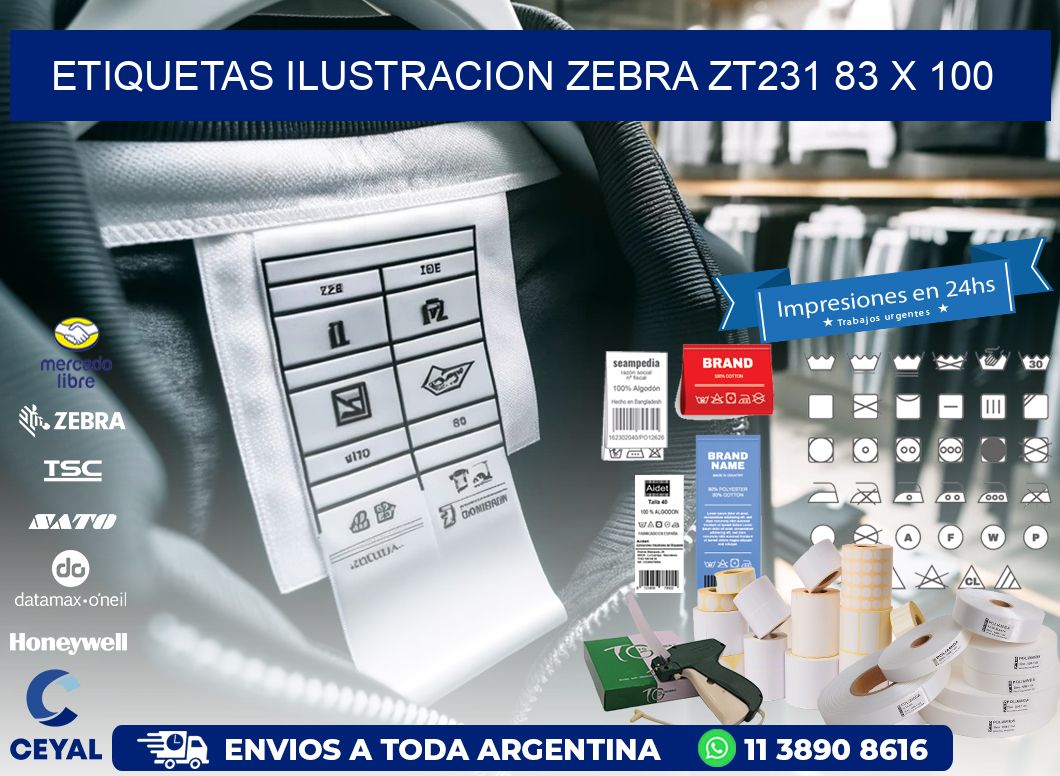 ETIQUETAS ILUSTRACION ZEBRA ZT231 83 x 100