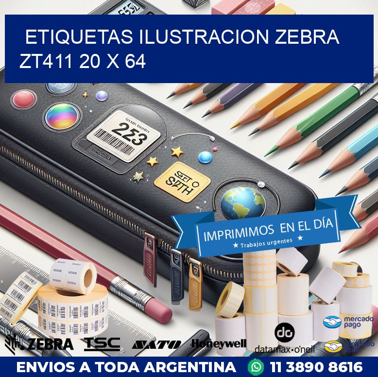 ETIQUETAS ILUSTRACION ZEBRA ZT411 20 x 64
