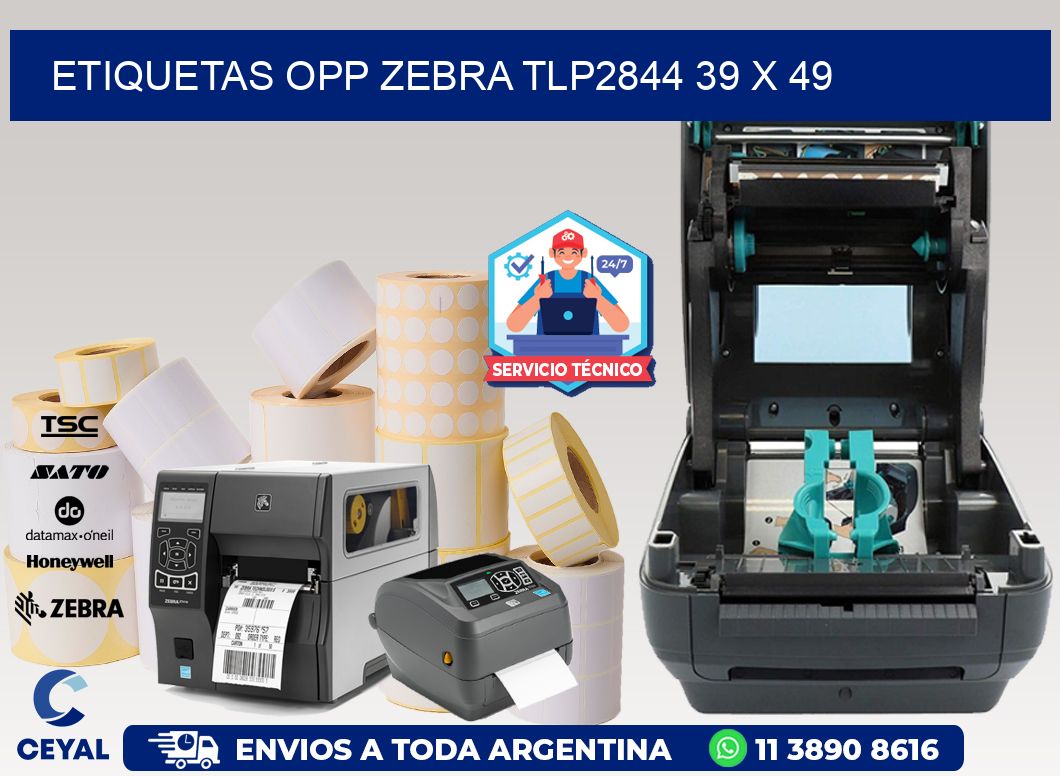 ETIQUETAS OPP ZEBRA TLP2844 39 x 49