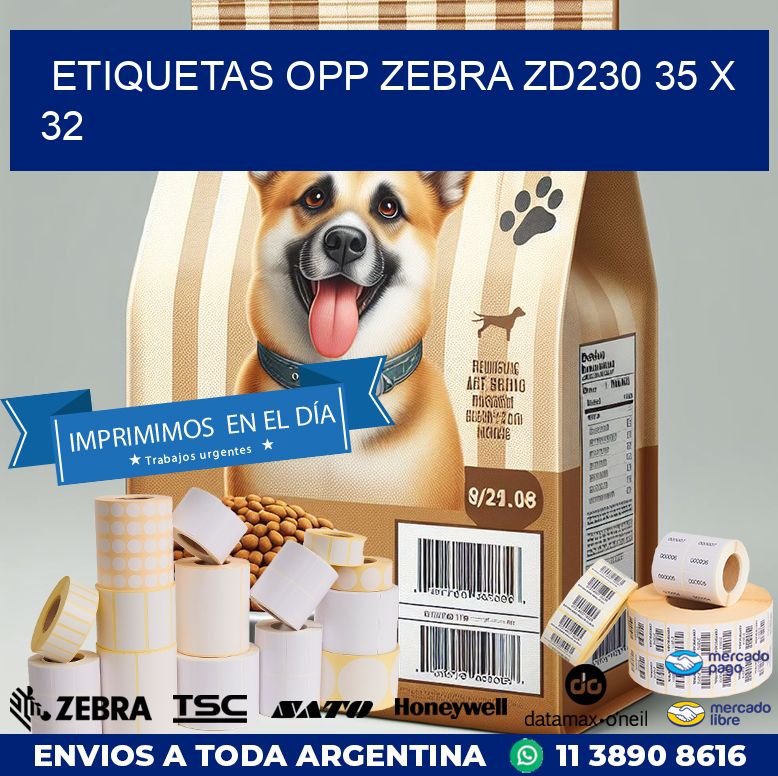 ETIQUETAS OPP ZEBRA ZD230 35 x 32