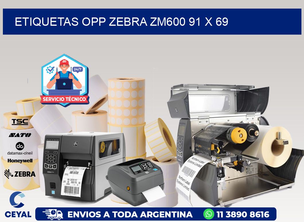 ETIQUETAS OPP ZEBRA ZM600 91 x 69