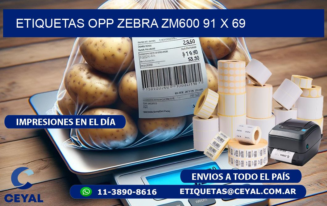 ETIQUETAS OPP ZEBRA ZM600 91 x 69