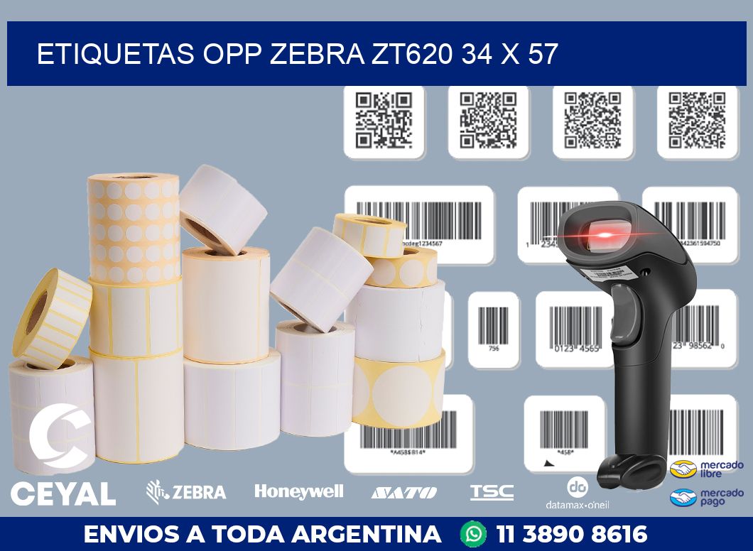 ETIQUETAS OPP ZEBRA ZT620 34 x 57