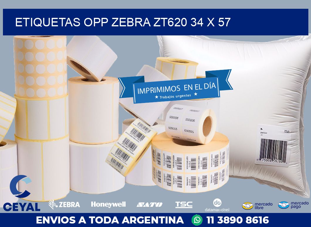 ETIQUETAS OPP ZEBRA ZT620 34 x 57