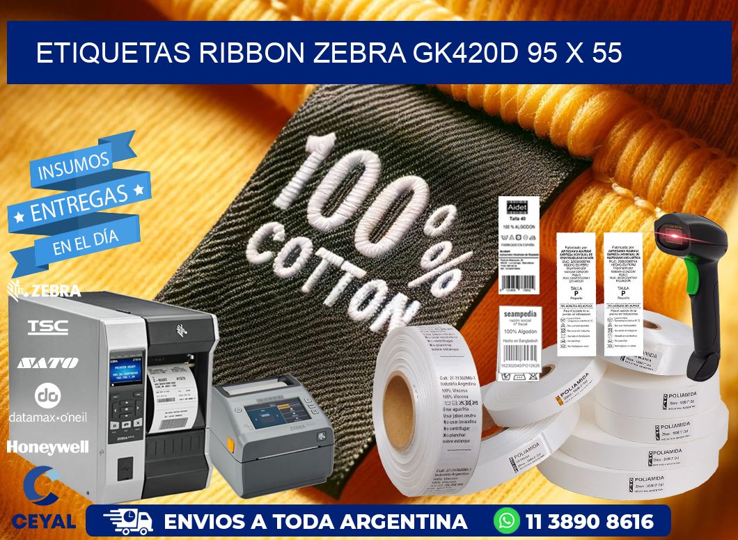 ETIQUETAS RIBBON Zebra GK420D 95 x 55