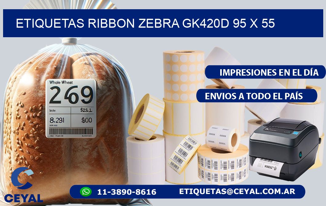 ETIQUETAS RIBBON Zebra GK420D 95 x 55