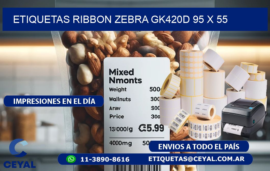 ETIQUETAS RIBBON Zebra GK420D 95 x 55