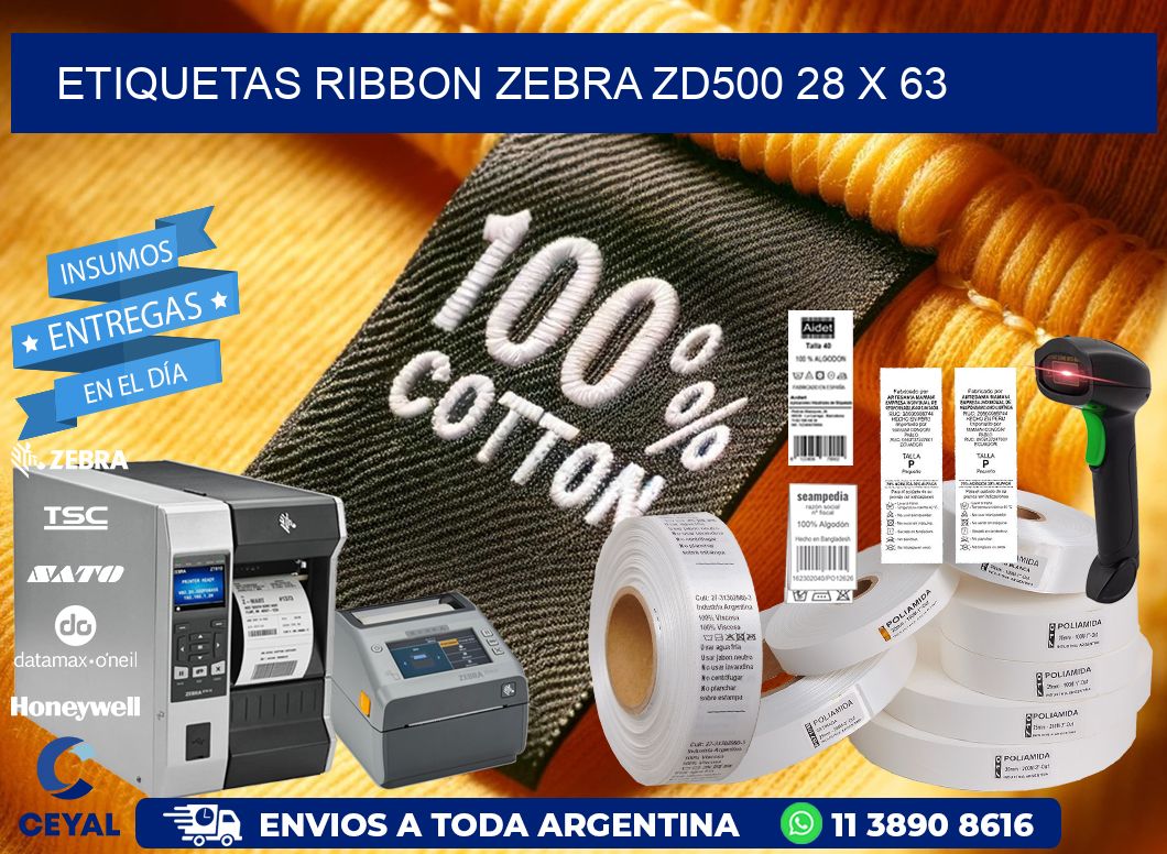 ETIQUETAS RIBBON Zebra ZD500 28 x 63