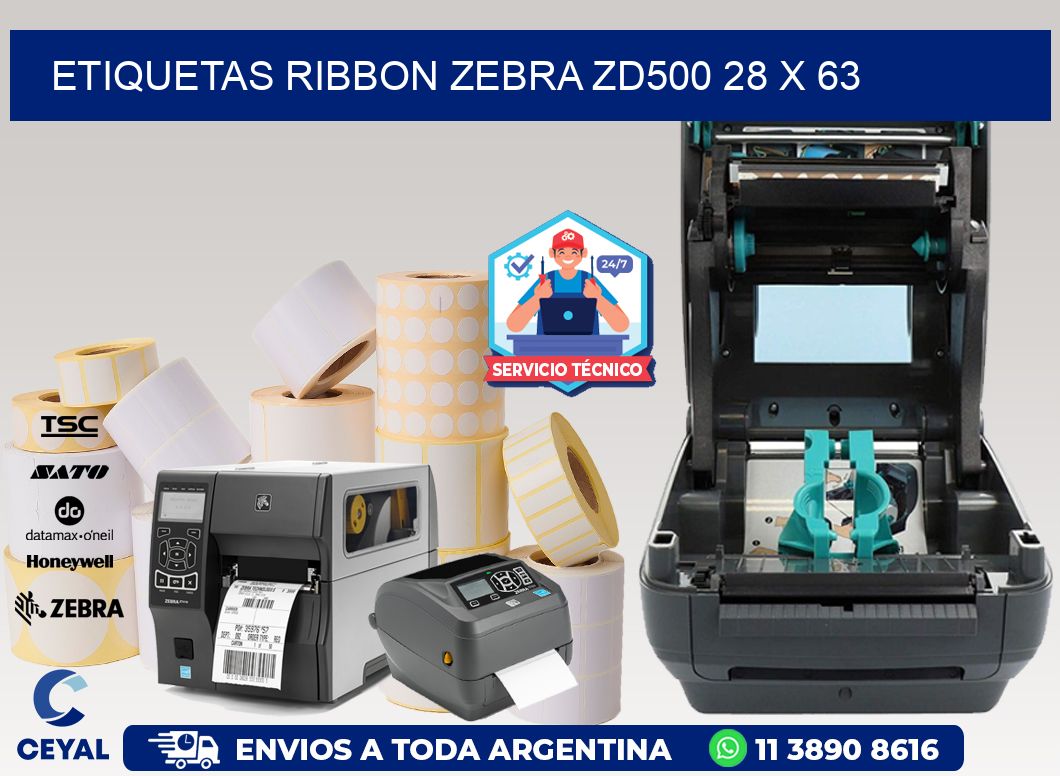 ETIQUETAS RIBBON Zebra ZD500 28 x 63