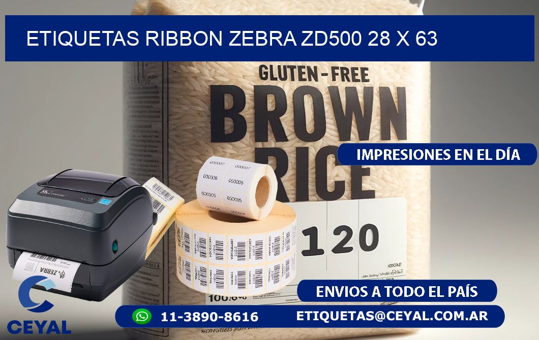 ETIQUETAS RIBBON Zebra ZD500 28 x 63