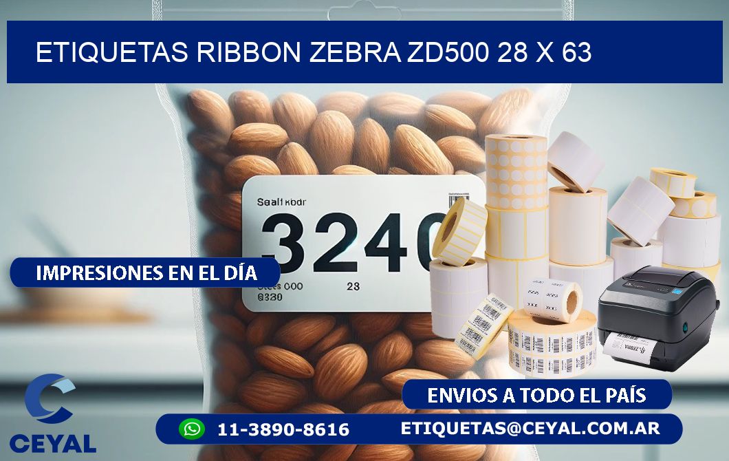 ETIQUETAS RIBBON Zebra ZD500 28 x 63