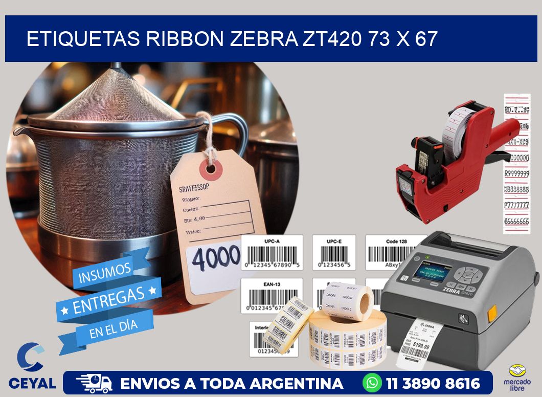 ETIQUETAS RIBBON Zebra ZT420 73 x 67