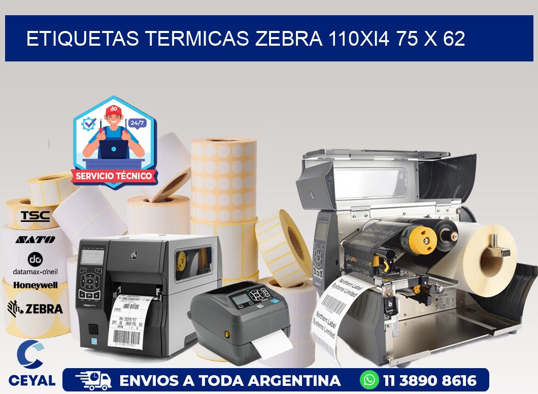 ETIQUETAS TERMICAS ZEBRA 110Xi4 75 x 62