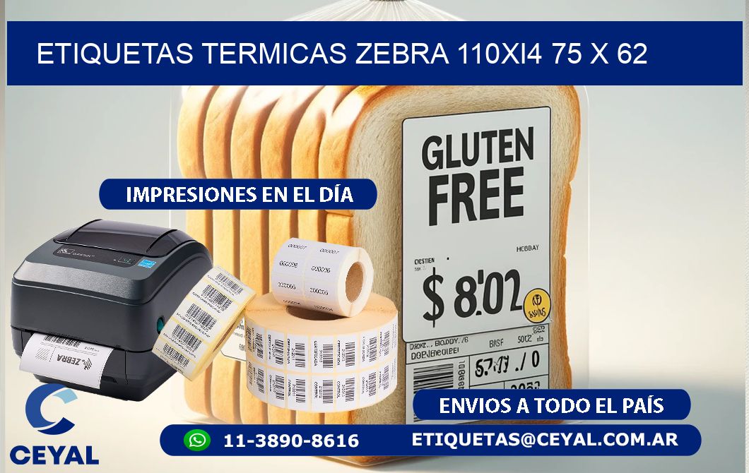 ETIQUETAS TERMICAS ZEBRA 110Xi4 75 x 62