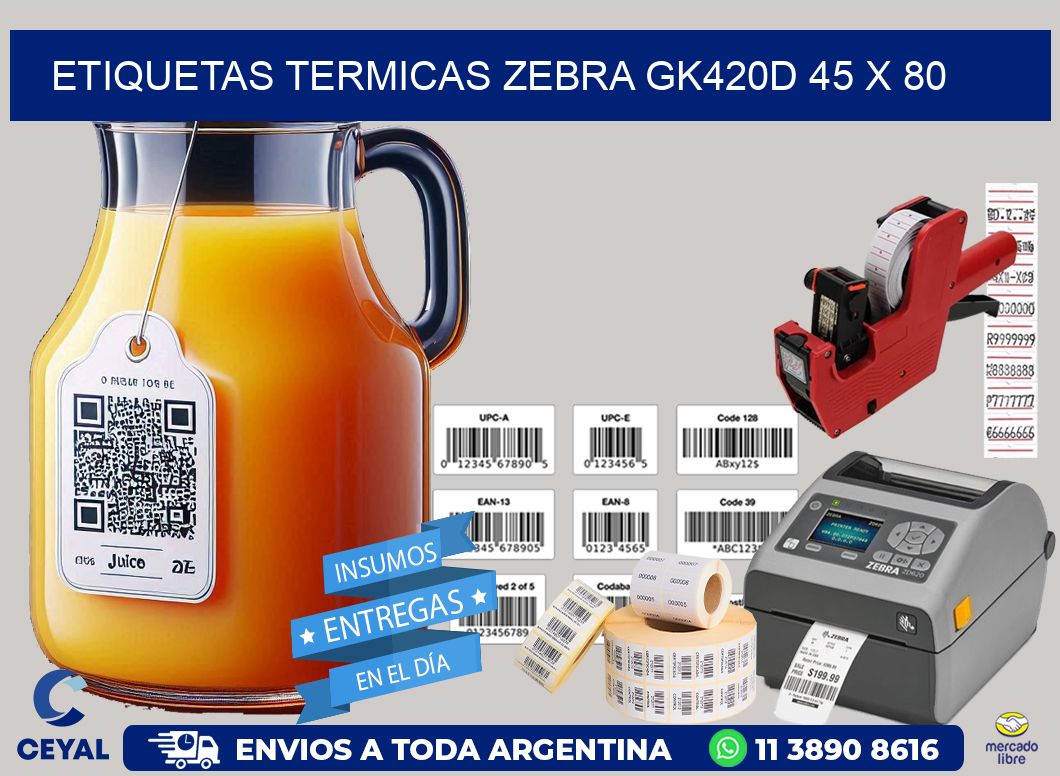 ETIQUETAS TERMICAS ZEBRA GK420D 45 x 80