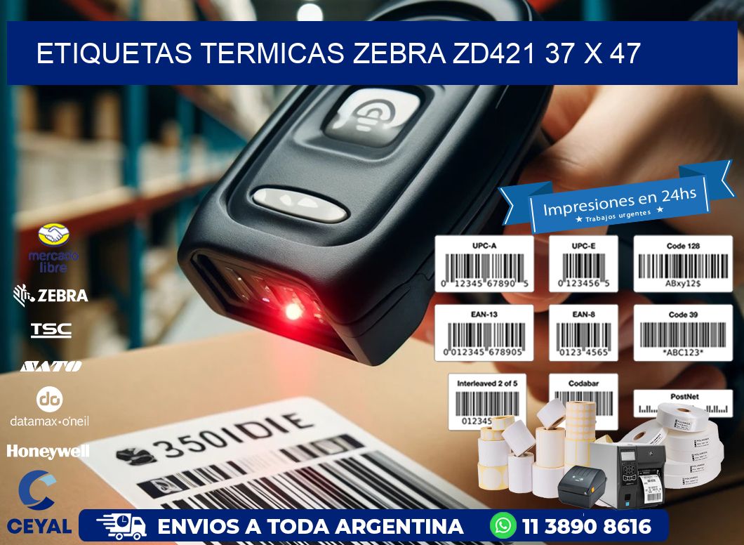 ETIQUETAS TERMICAS ZEBRA ZD421 37 x 47