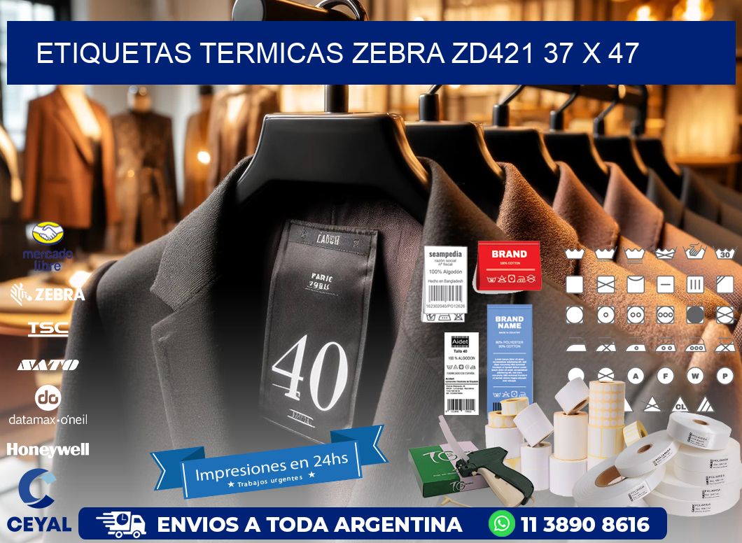 ETIQUETAS TERMICAS ZEBRA ZD421 37 x 47