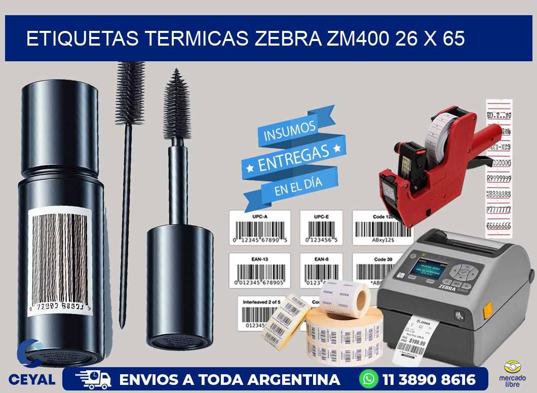 ETIQUETAS TERMICAS ZEBRA ZM400 26 x 65