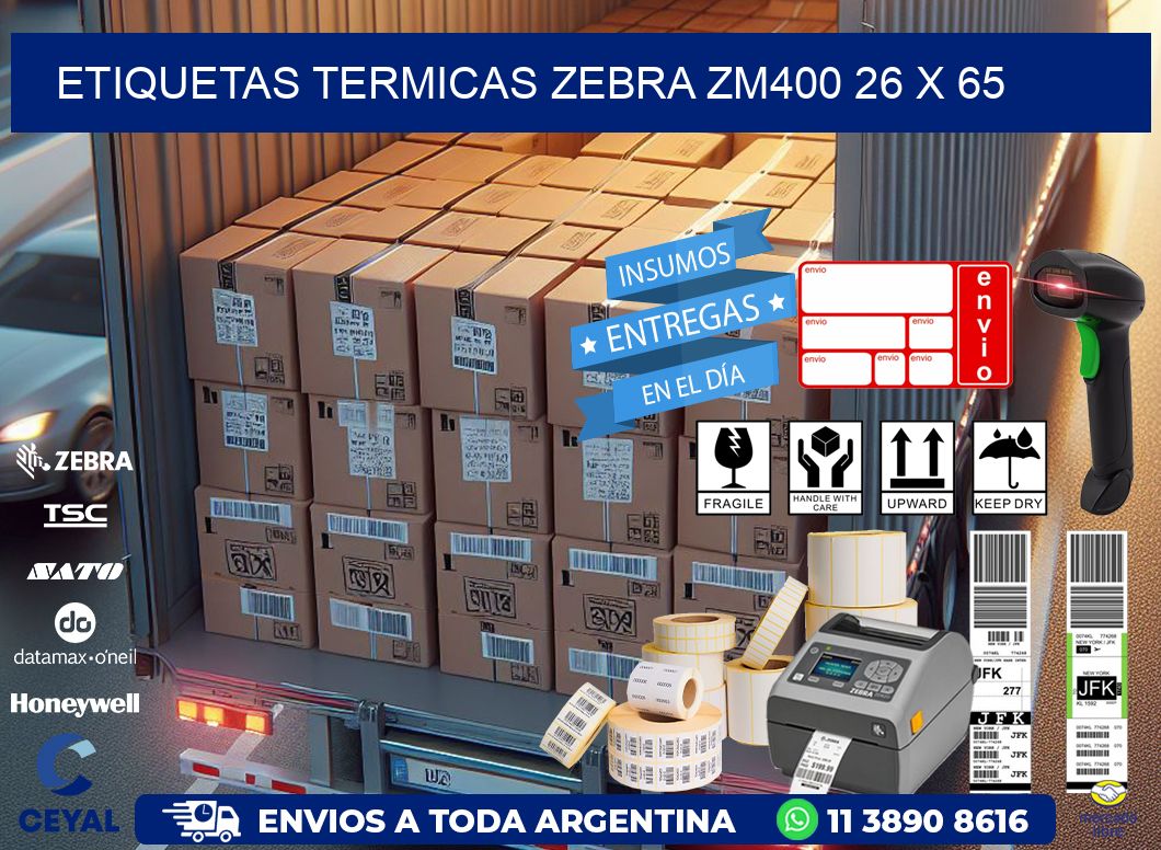 ETIQUETAS TERMICAS ZEBRA ZM400 26 x 65