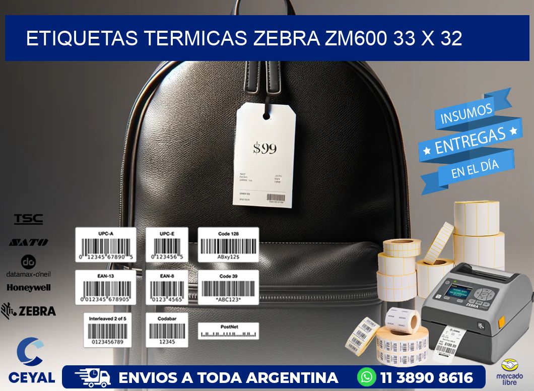 ETIQUETAS TERMICAS ZEBRA ZM600 33 x 32