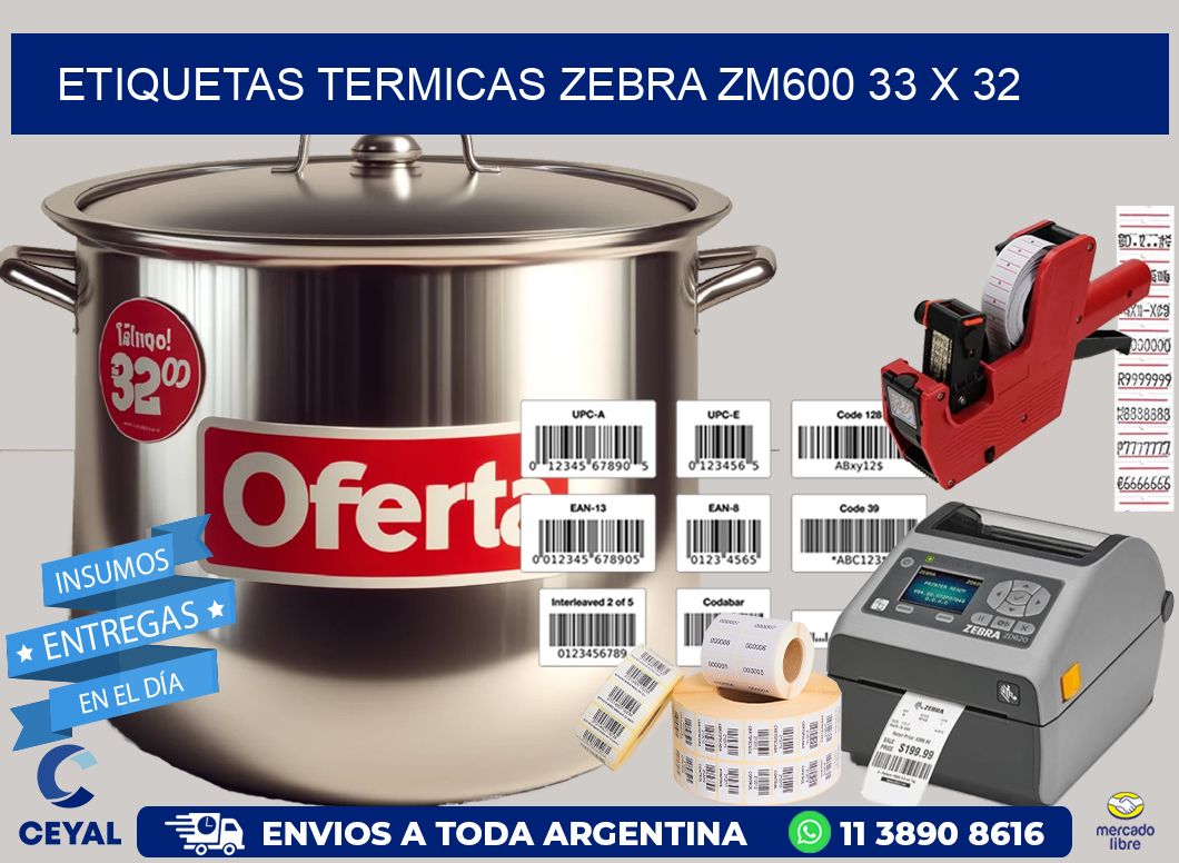 ETIQUETAS TERMICAS ZEBRA ZM600 33 x 32