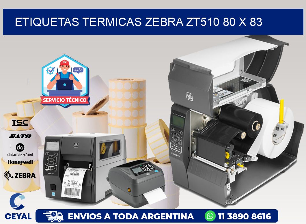 ETIQUETAS TERMICAS ZEBRA ZT510 80 x 83