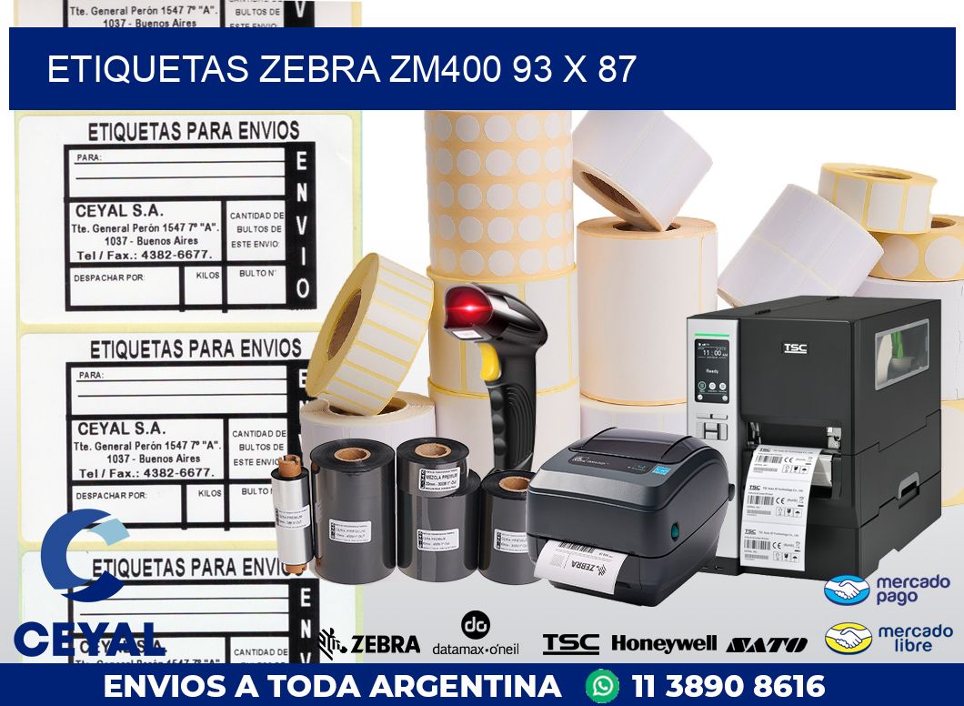 ETIQUETAS Zebra ZM400 93 x 87