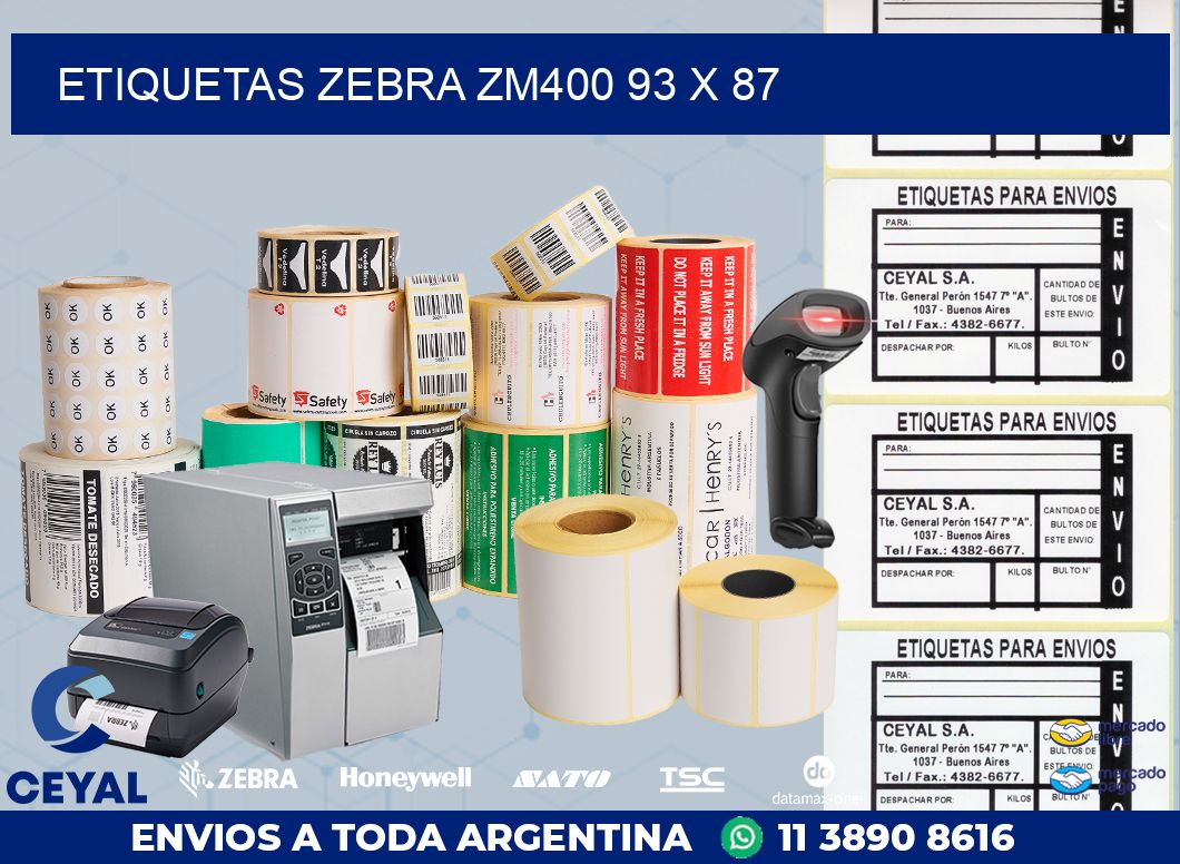 ETIQUETAS Zebra ZM400 93 x 87